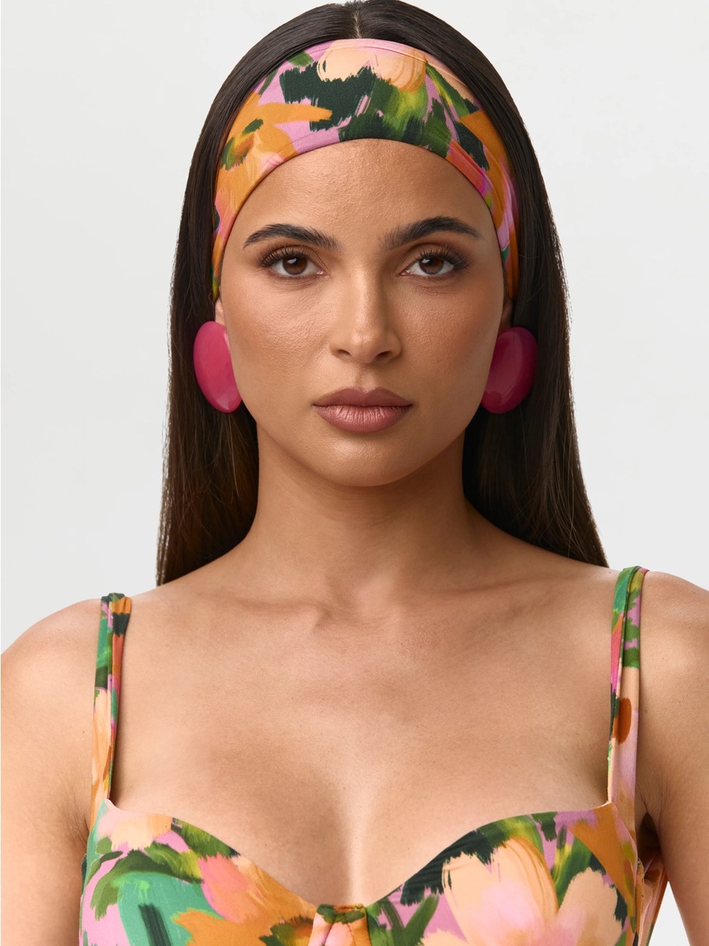 Naked wardrobe Vibrant Floral Headband Pink, Green, Peach